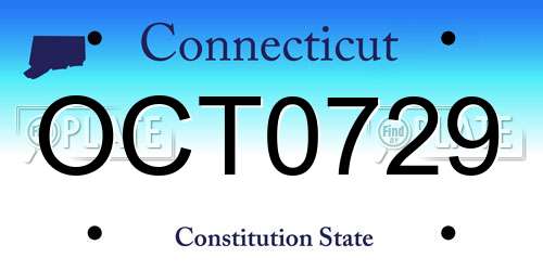 OCT0729 Connecticut License Plate