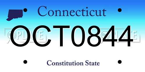 OCT0844 Connecticut License Plate