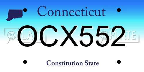 OCX552 Connecticut License Plate