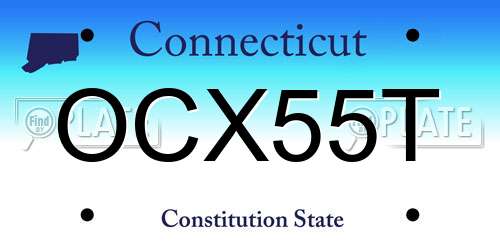 OCX55T Connecticut License Plate