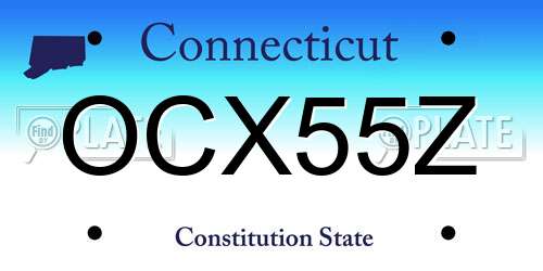 OCX55Z Connecticut License Plate
