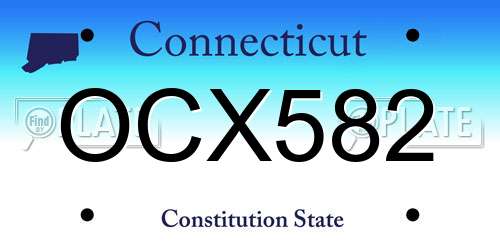 OCX582 Connecticut License Plate