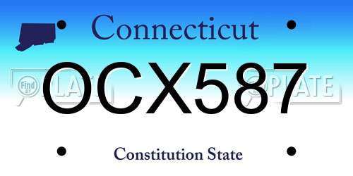 OCX587 Connecticut License Plate