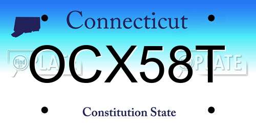 OCX58T Connecticut License Plate
