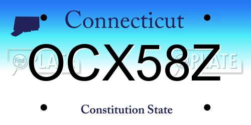 OCX58Z Connecticut License Plate