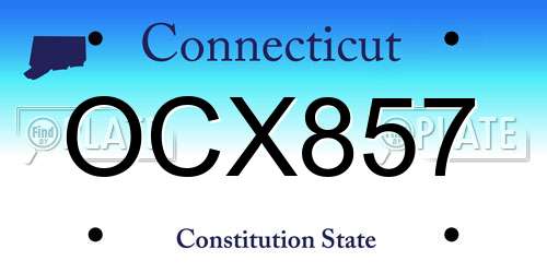 OCX857 Connecticut License Plate