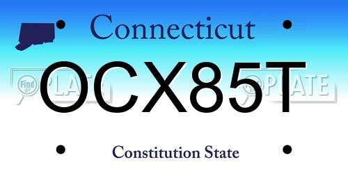 OCX85T Connecticut License Plate