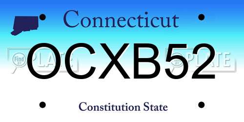 OCXB52 Connecticut License Plate