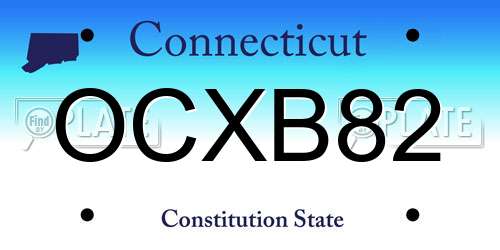 OCXB82 Connecticut License Plate