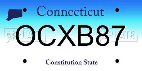 OCXB87 Connecticut License Plate