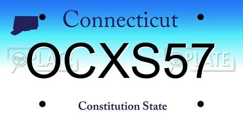 OCXS57 Connecticut License Plate