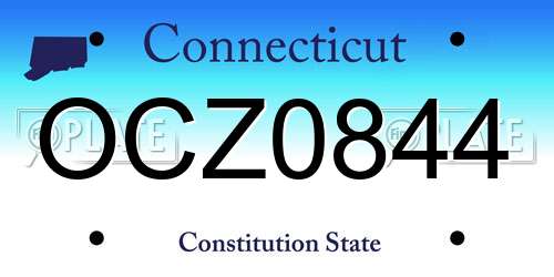 OCZ0844 Connecticut License Plate