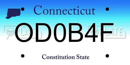 OD0B4F Connecticut License Plate