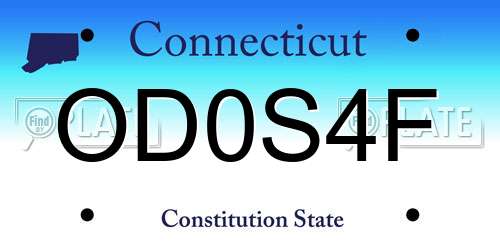 OD0S4F Connecticut License Plate