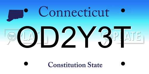 OD2Y3T Connecticut License Plate