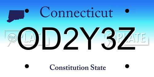 OD2Y3Z Connecticut License Plate