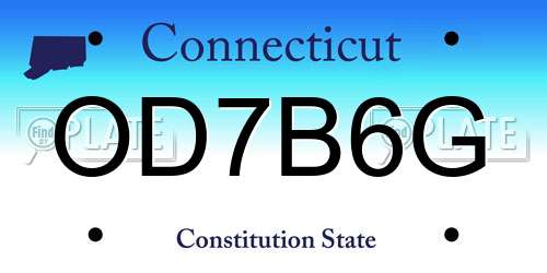 OD7B6G Connecticut License Plate