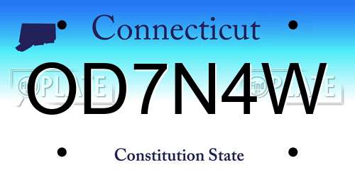 OD7N4W Connecticut License Plate
