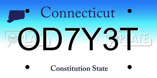 OD7Y3T Connecticut License Plate