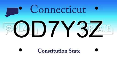 OD7Y3Z Connecticut License Plate