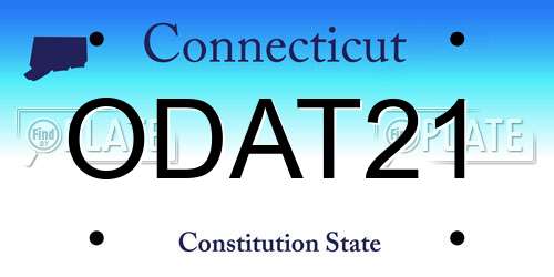 ODAT21 Connecticut License Plate