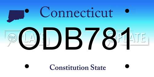 ODB781 Connecticut License Plate