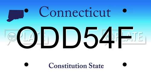 ODD54F Connecticut License Plate