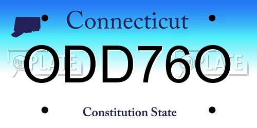 ODD76O Connecticut License Plate