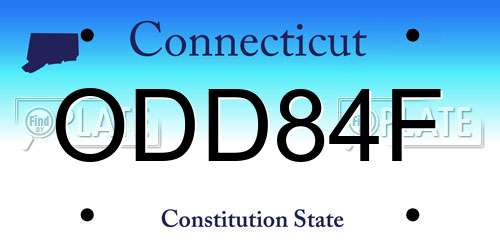 ODD84F Connecticut License Plate