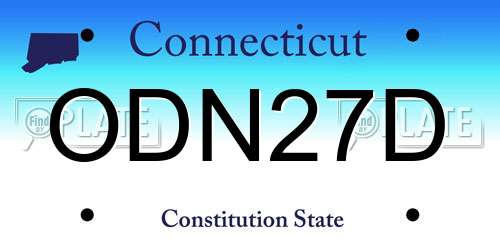 ODN27D Connecticut License Plate