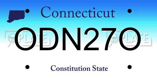 ODN27O Connecticut License Plate