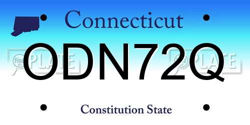 ODN72Q Connecticut License Plate
