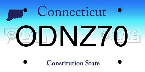 ODNZ70 Connecticut License Plate