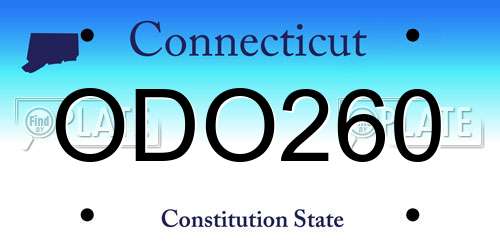 ODO260 Connecticut License Plate