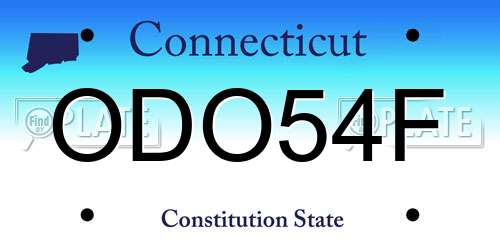 ODO54F Connecticut License Plate