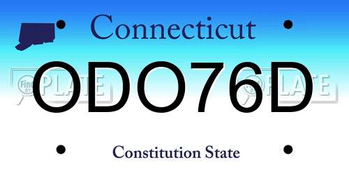 ODO76D Connecticut License Plate