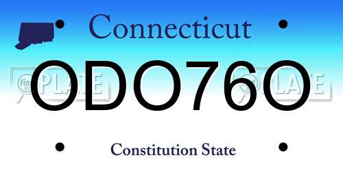 ODO76O Connecticut License Plate