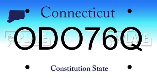 ODO76Q Connecticut License Plate