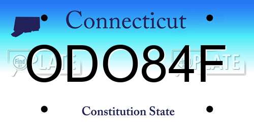 ODO84F Connecticut License Plate