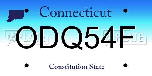 ODQ54F Connecticut License Plate