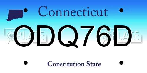 ODQ76D Connecticut License Plate