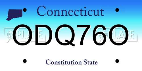 ODQ76O Connecticut License Plate