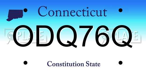 ODQ76Q Connecticut License Plate