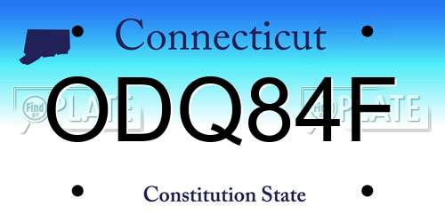 ODQ84F Connecticut License Plate