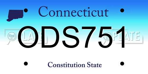 ODS751 Connecticut License Plate