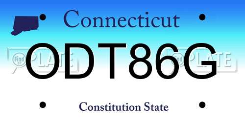 ODT86G Connecticut License Plate