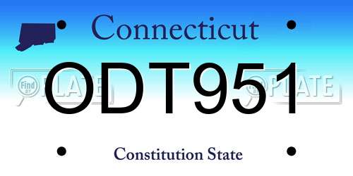 ODT951 Connecticut License Plate