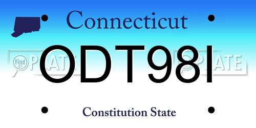 ODT98I Connecticut License Plate