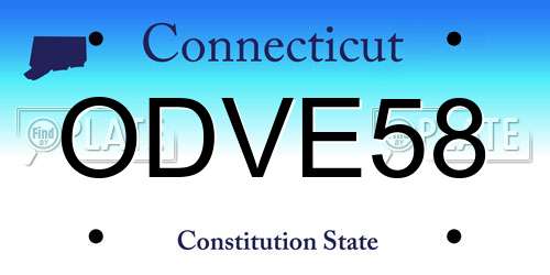 ODVE58 Connecticut License Plate