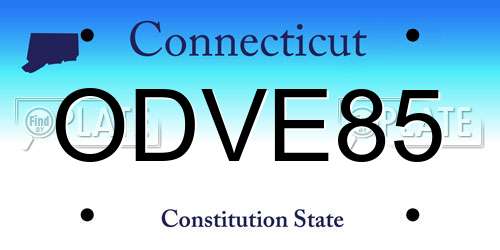 ODVE85 Connecticut License Plate